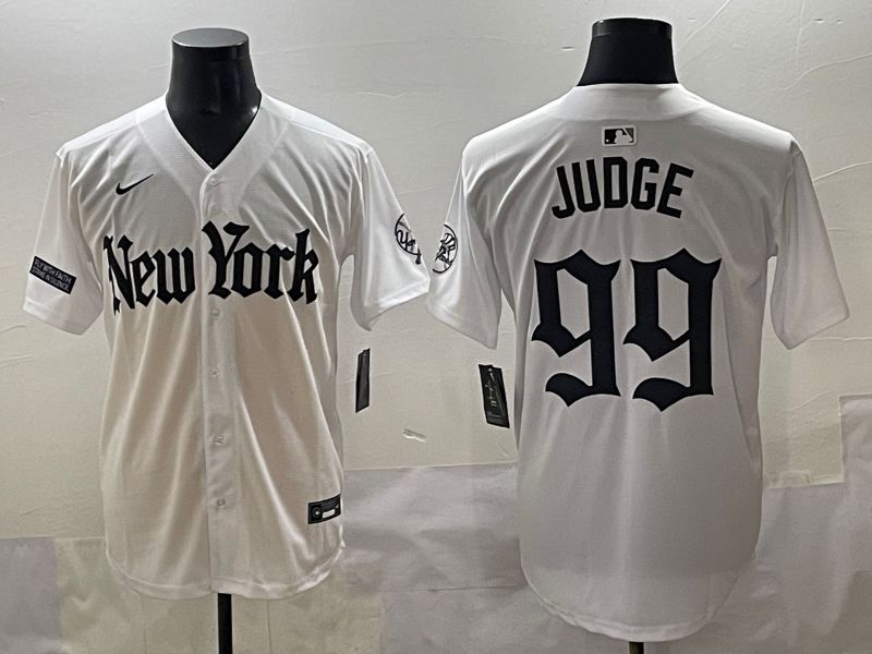 Men 2025 New York Yankees #99 Judge White Five generations Joint Name Nike MLB Jersey style 14